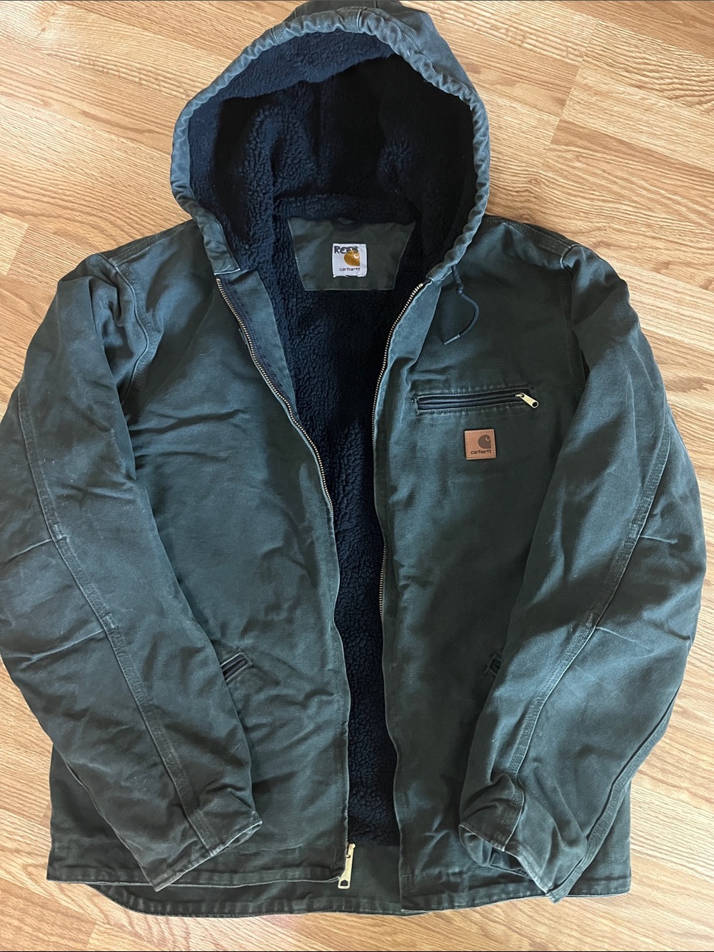 Carhartt Dark Green Hooded  Jacket Sherpa